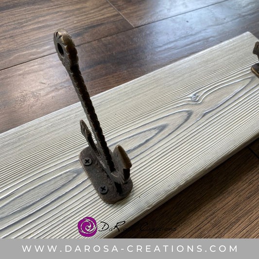 Coat Rack with 3 Anchor Hooks in Antique Brass