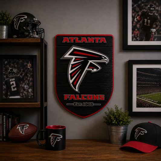 Atlanta Falcons wood wall decor lifestyle picture in office