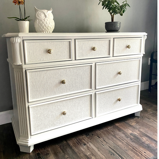 White Wooden Dresser 7 Drawers