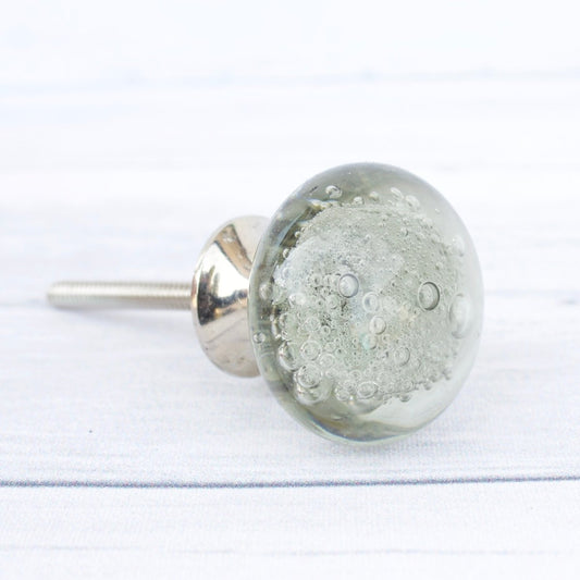 Gray Glass Cabinet Knob with Bubbles - DaRosa Creations