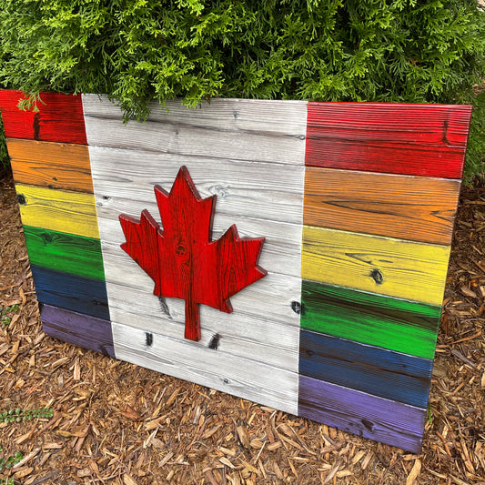 Canadian Pride Wood Flag – Burnt Cedar, Outdoor Fade Resistant