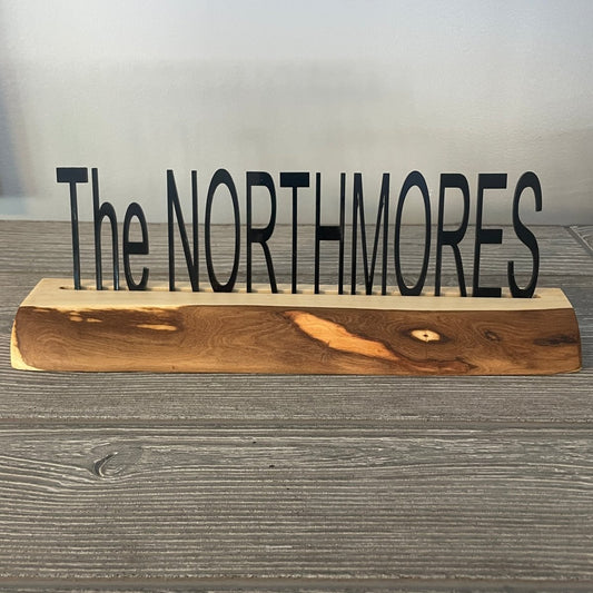 Wood Desk Name Sign with Live Edge - DaRosa Creations