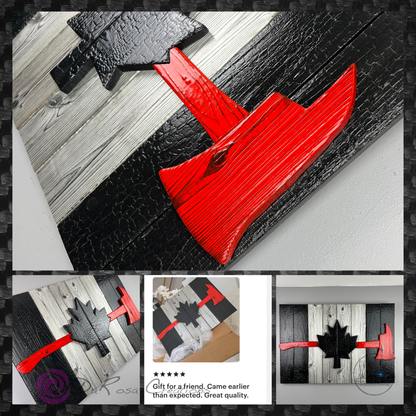 Firefighter Wood Flag – Thin Red Line First Responder Wall Decor
