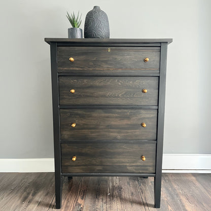 Black Tall Dresser with Dark Stain