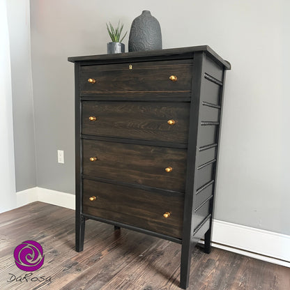 Black Tall Dresser with Dark Stain