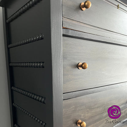 Black Tall Dresser with Dark Stain