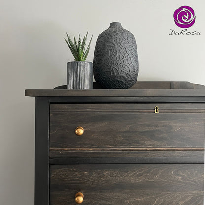 Black Tall Dresser with Dark Stain