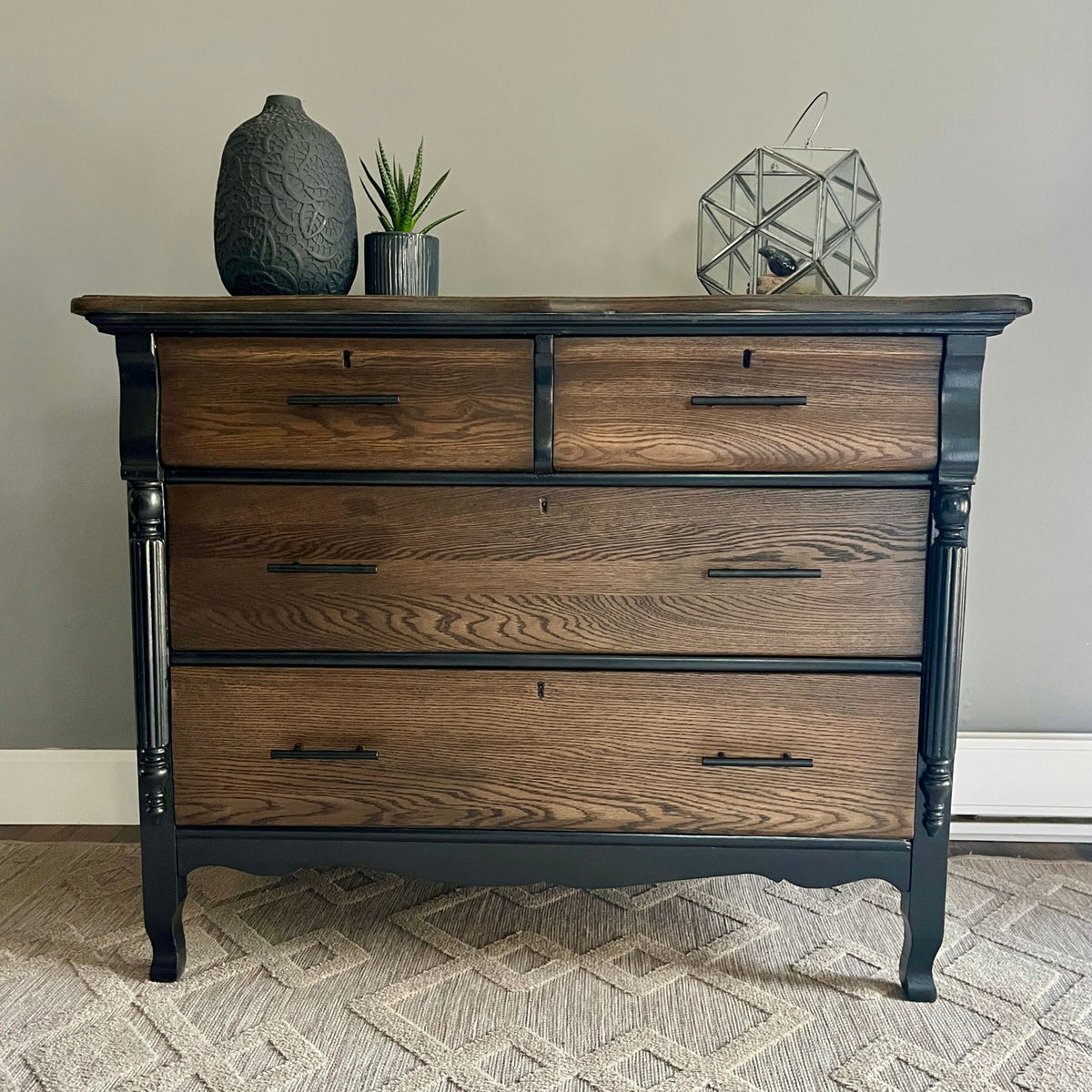 Black Antique Dresser - Dark Stain