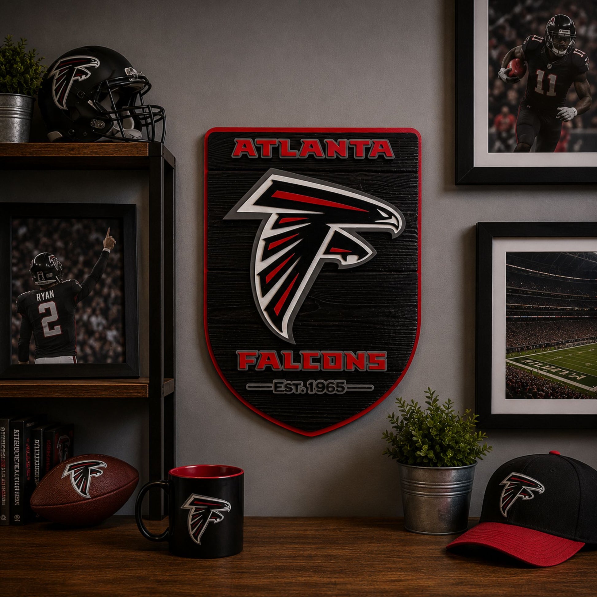 Atlanta Falcons wood wall decor lifestyle picture in office