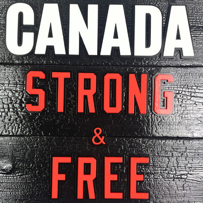 Canadian Wood Flag “Strong and Free” – Burnt Cedar | Handmade Rustic Wall Decor