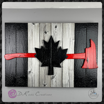 Firefighter Wood Flag – Thin Red Line First Responder Wall Decor