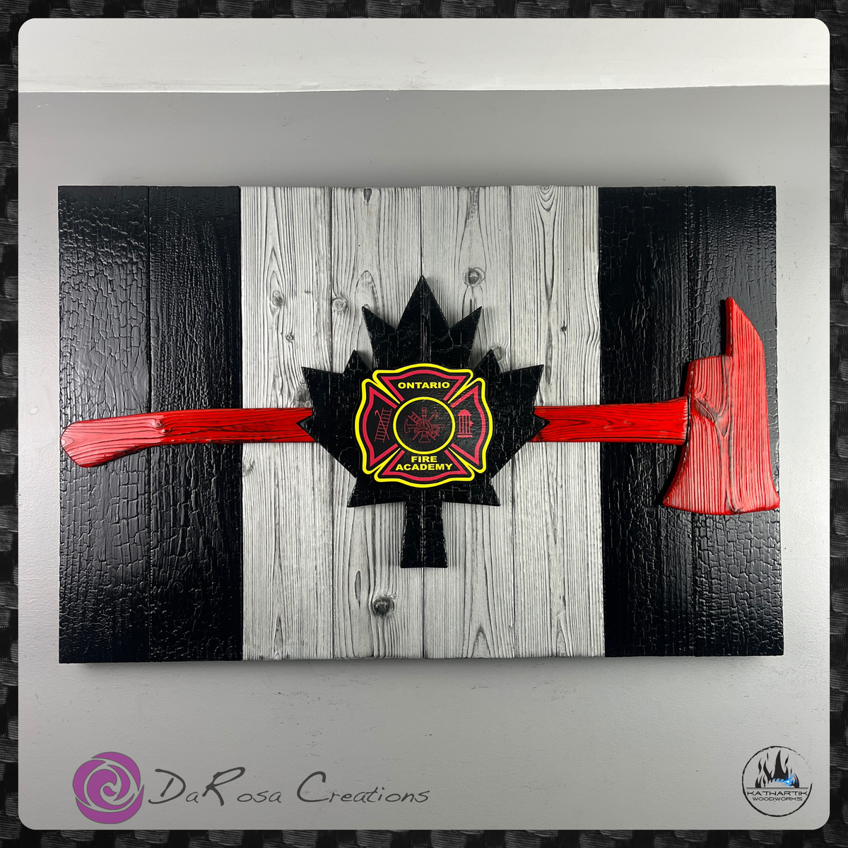 Firefighter Wood Flag – Thin Red Line First Responder Wall Decor