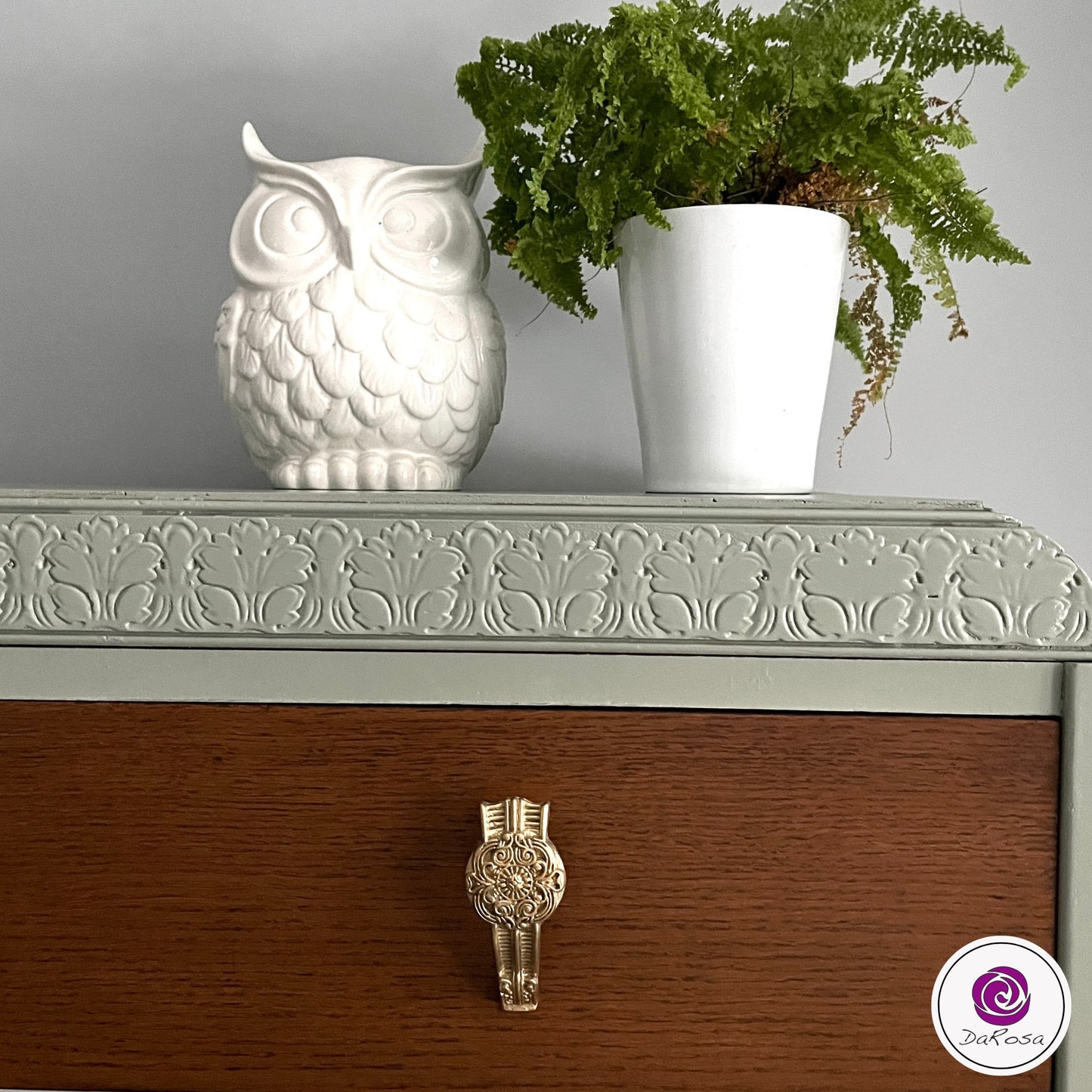 Sage Green Dresser Wood Drawers