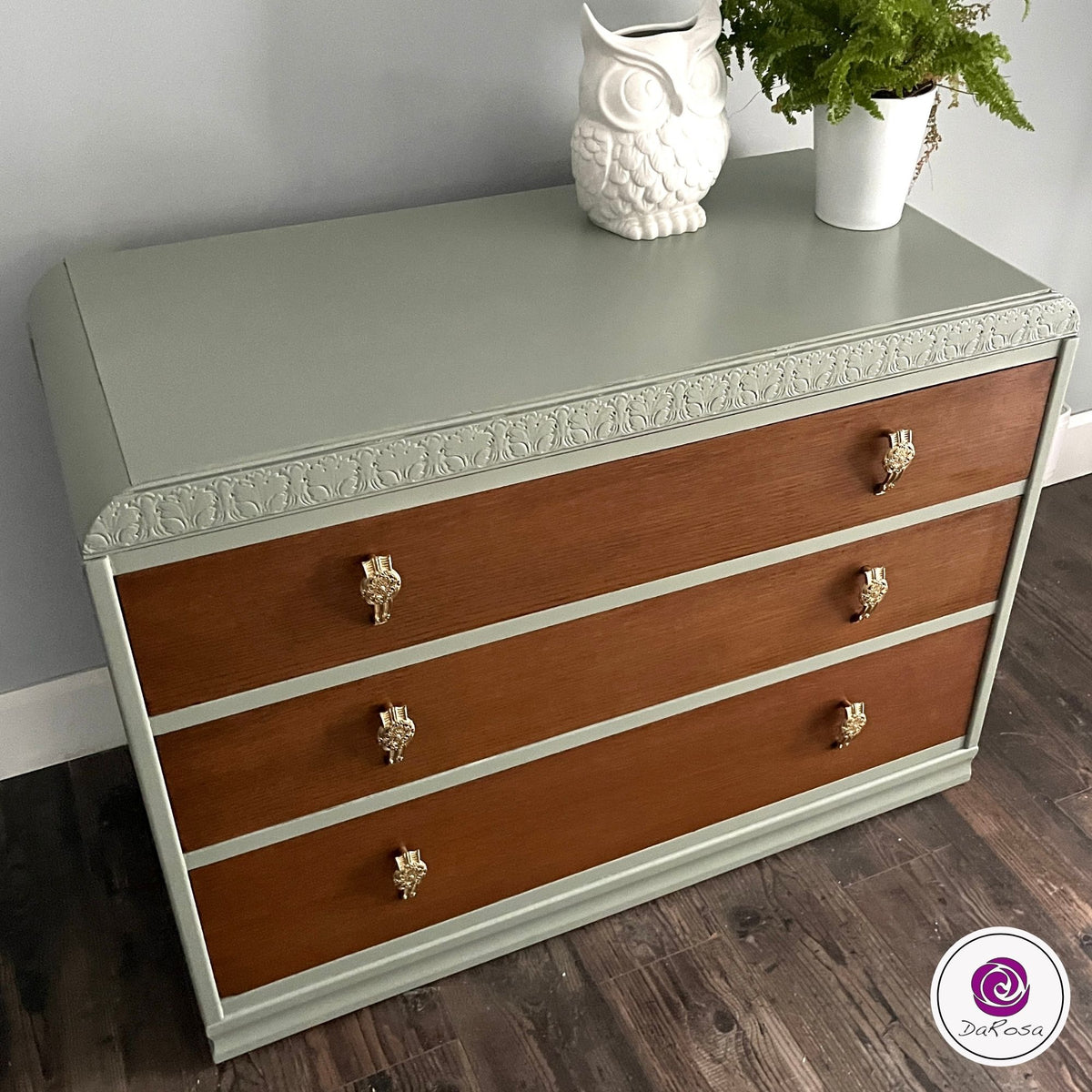 Sage Green Dresser Wood Drawers