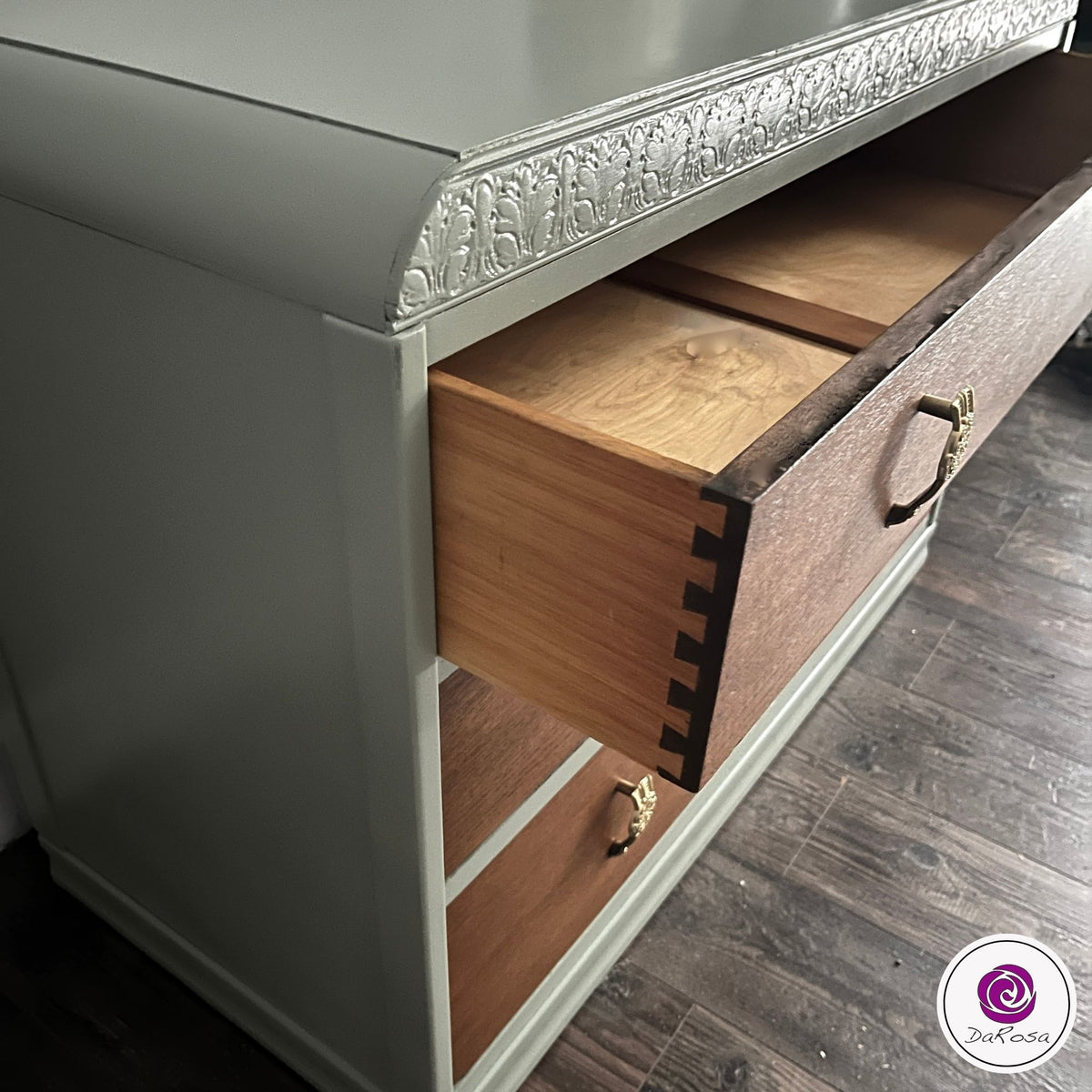 Sage Green Dresser Wood Drawers