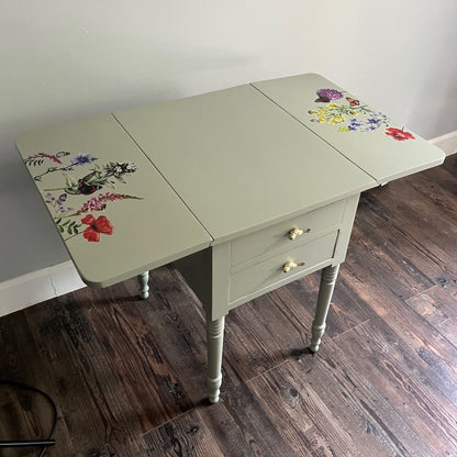 Small Table with Drop Leaves and flower transfers