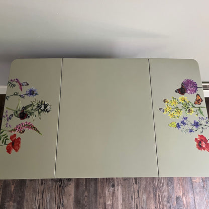 Small Table with Drop Leaves and flower transfers