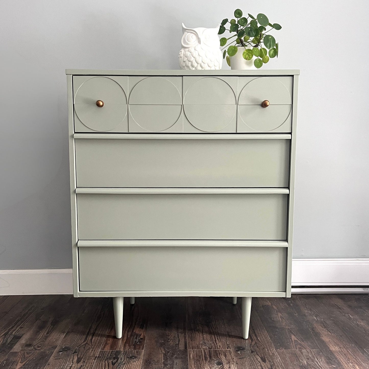 MCM Dresser in Green with Circle Pattern