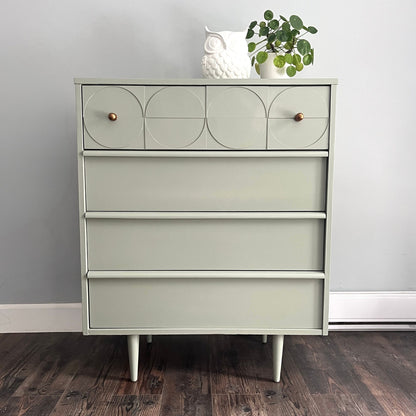 MCM Dresser in Green with Circle Pattern