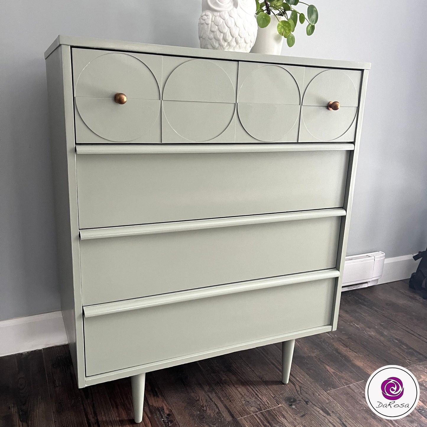 MCM Dresser in Green with Circle Pattern