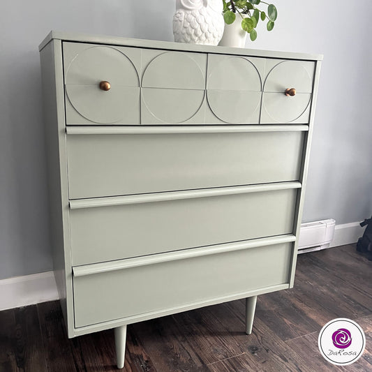 MCM Dresser in Green with Circle Pattern