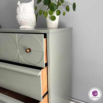 MCM Dresser in Green with Circle Pattern