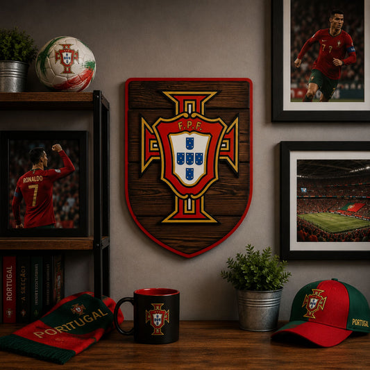 Portugal Soccer Federation Shield sign lifestyle on desk