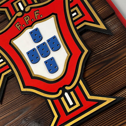 Portugal Soccer Wood Shield – Wall Art – Handmade Fan Decor