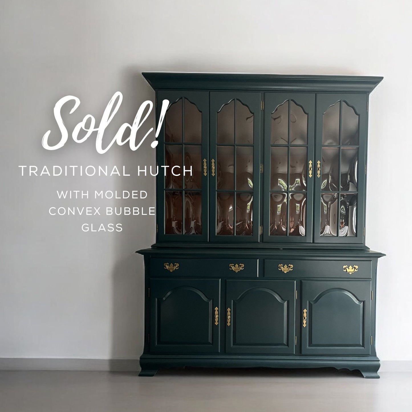 Hutch in Deep Teal With Bubble Glass