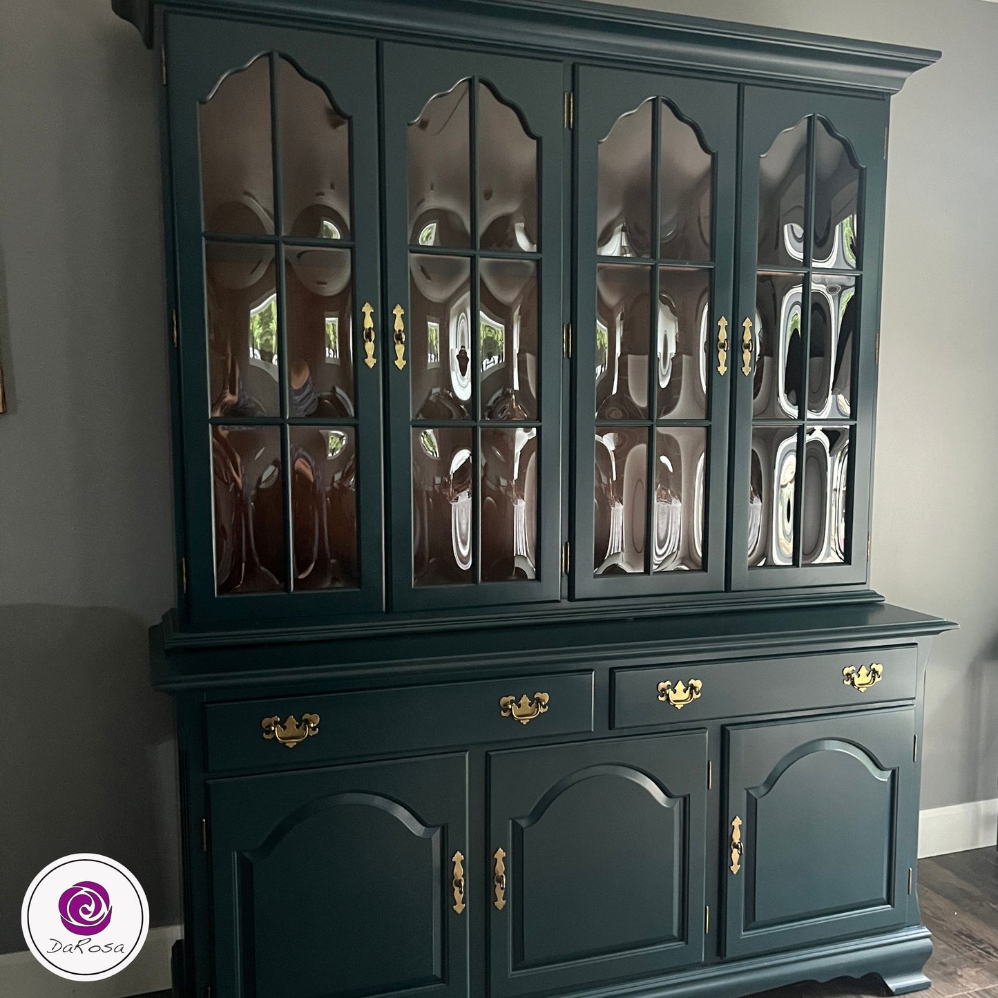 Hutch in Deep Teal With Bubble Glass