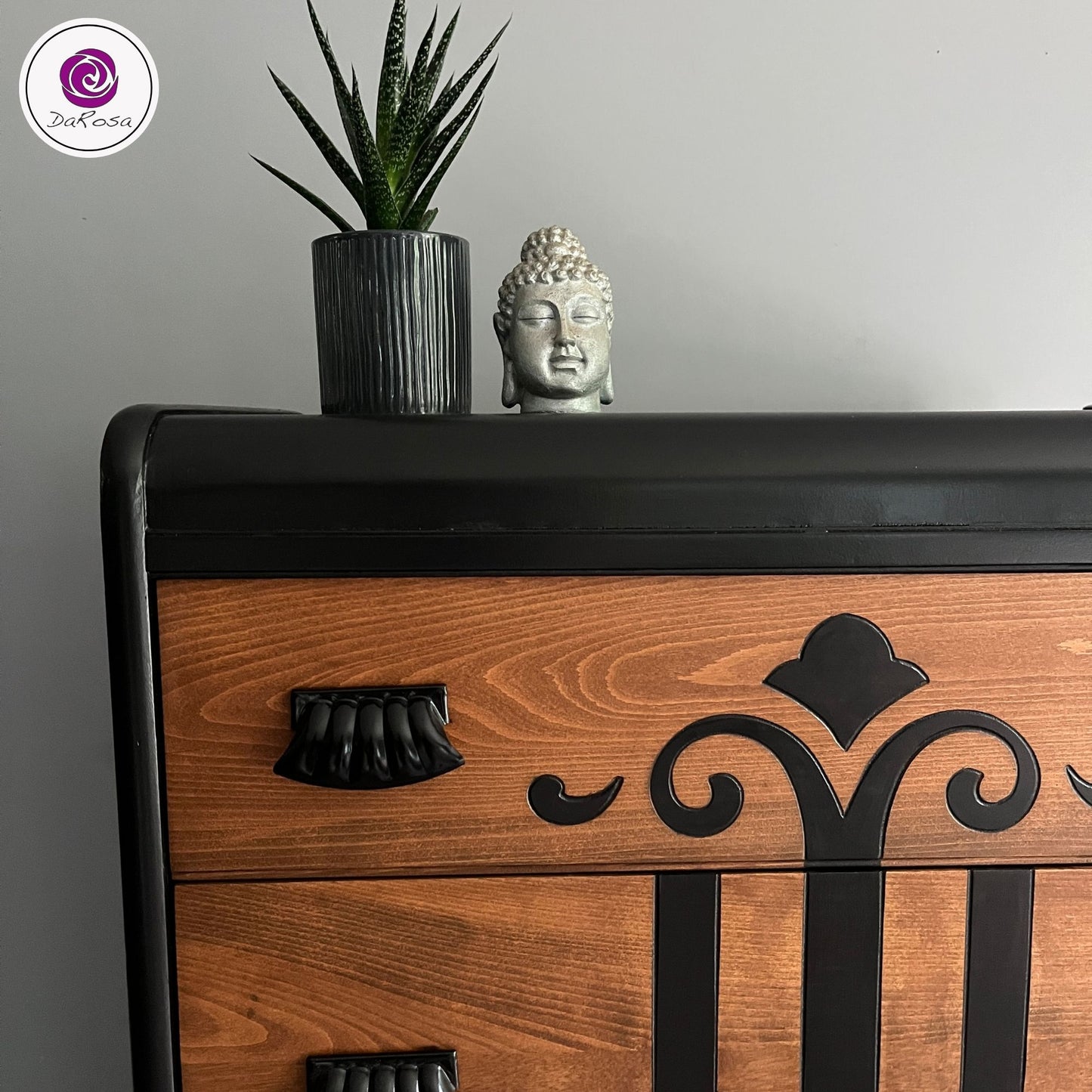 Vintage Waterfall Dresser in Black and Walnut and Chevron Details (Copy)