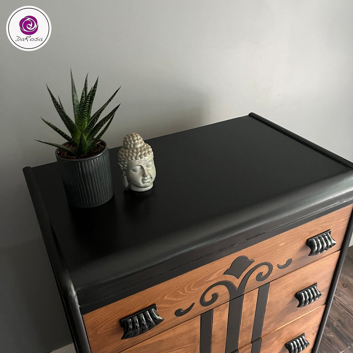 Vintage Waterfall Dresser in Black and Walnut and Chevron Details (Copy)