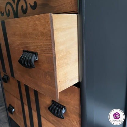 Vintage Waterfall Dresser in Black and Walnut and Chevron Details (Copy)