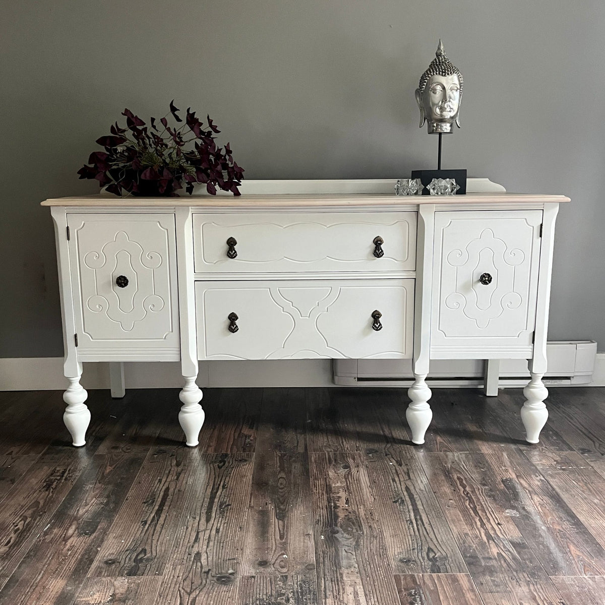 Vintage Refinished Buffet in White