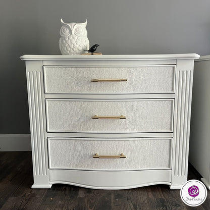 King Size White Nightstands with Gold Hardware