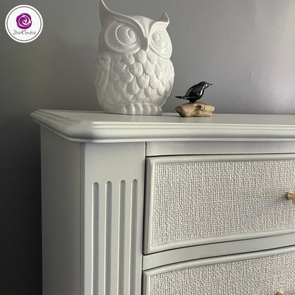 King Size White Nightstands with Gold Hardware