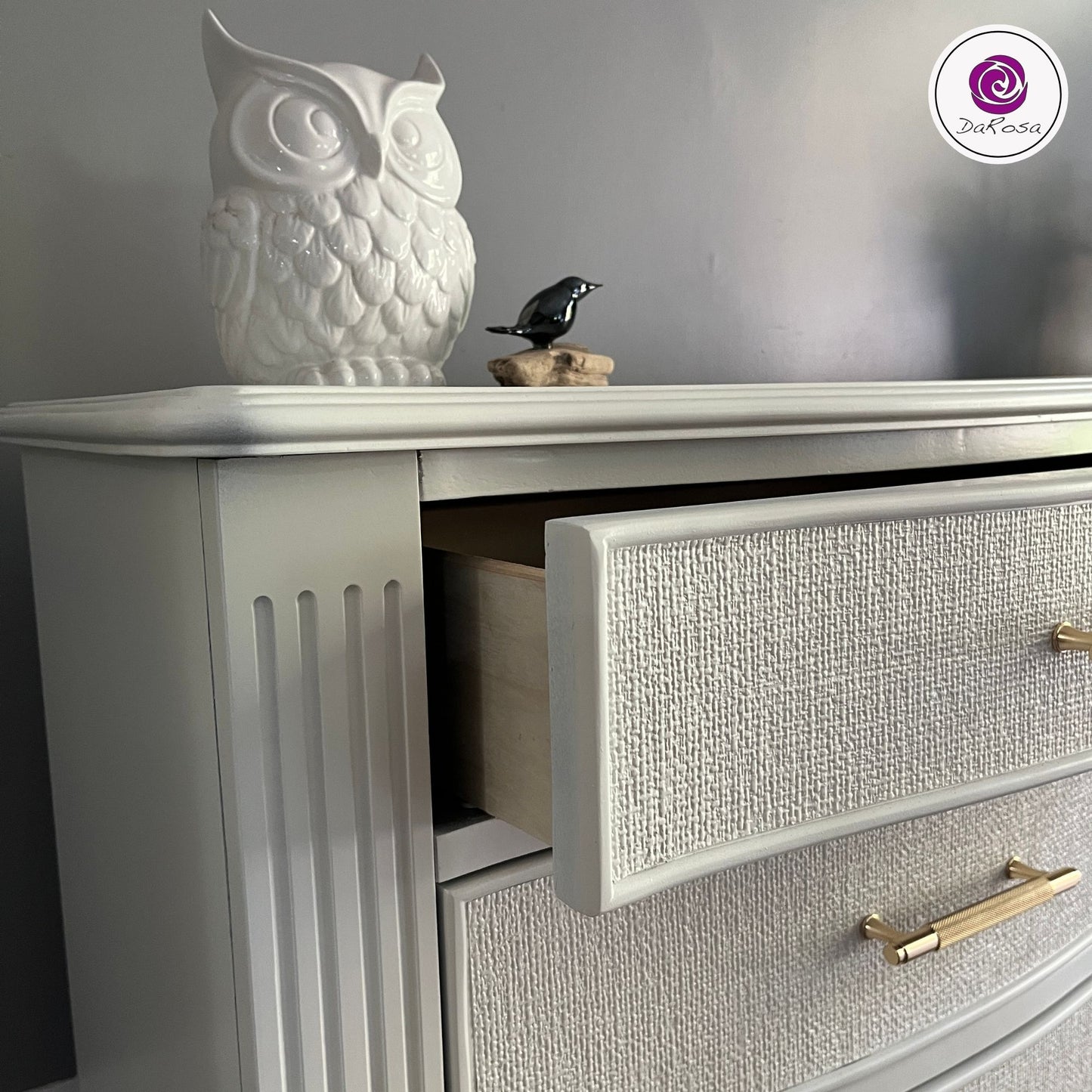 King Size White Nightstands with Gold Hardware