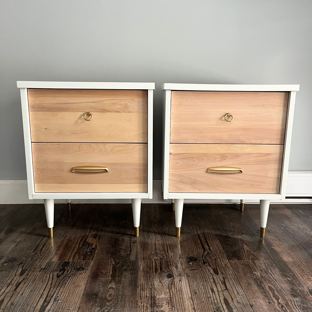 Set of White MCM Nightstands