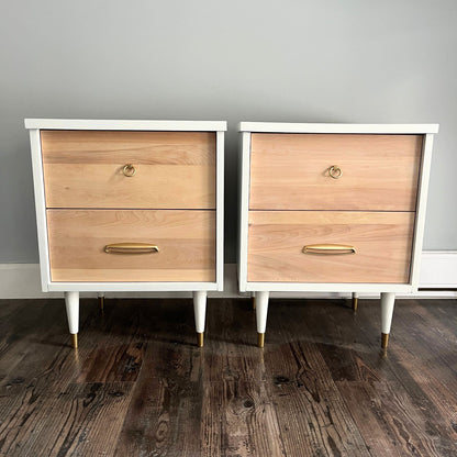 Set of White MCM Nightstands