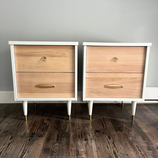 Set of White MCM Nightstands