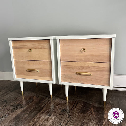 Set of White MCM Nightstands
