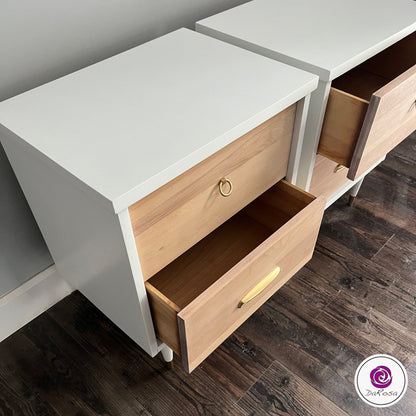 Set of White MCM Nightstands