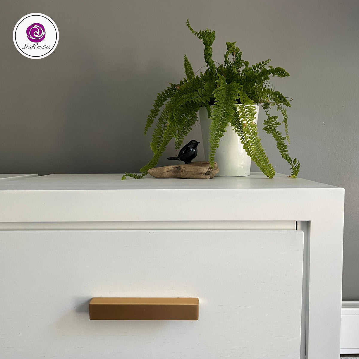 White Nightstands with Brushed Gold Hardware