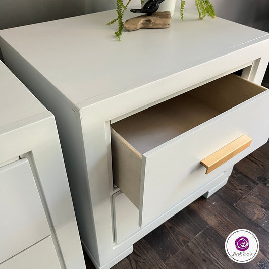 White Nightstands with Brushed Gold Hardware