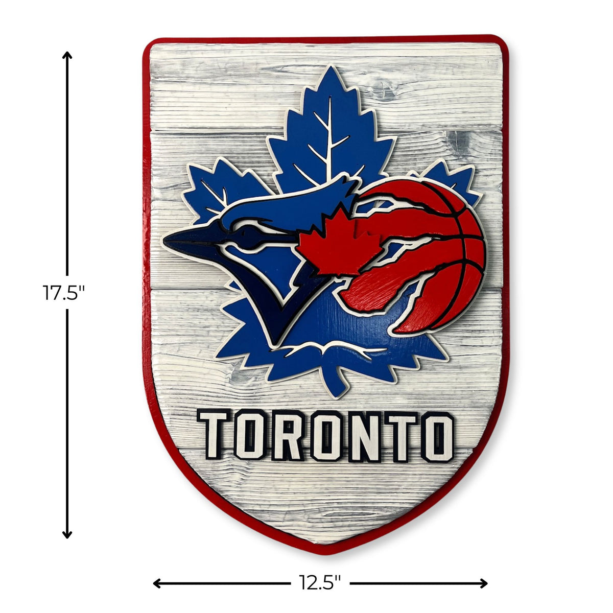 toronto sports sign with baseball blue jays, maple leafs and raptors classic shield sign