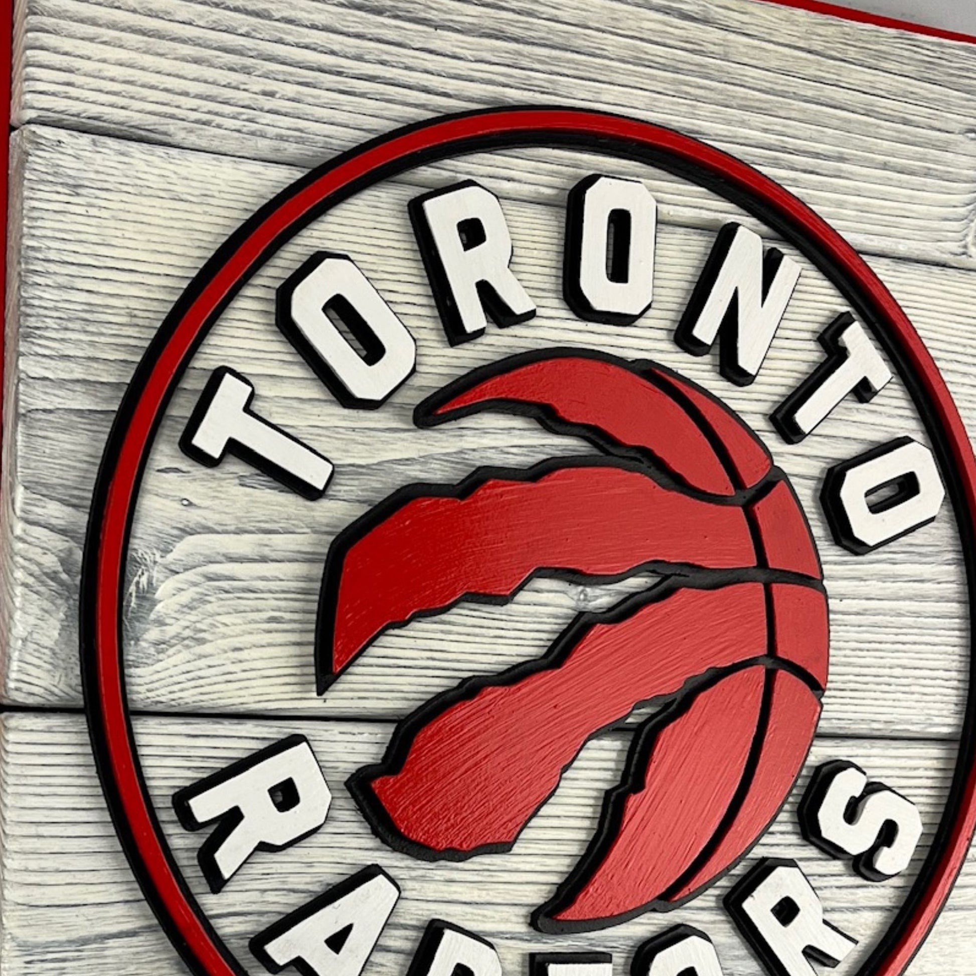 handmade Toronto Raptors wood shield wall art front view