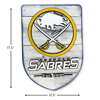Buffalo Sabres Wood Shield – Hockey Wall Art – Handmade Fan Decor