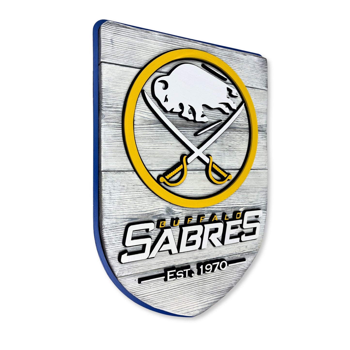 Buffalo Sabres Wood Shield – Hockey Wall Art – Handmade Fan Decor