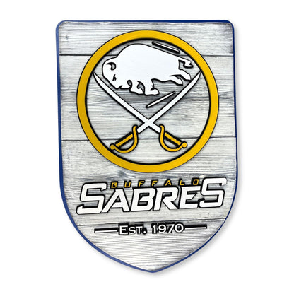 Buffalo Sabres wood shield hockey wall art handmade fan decor