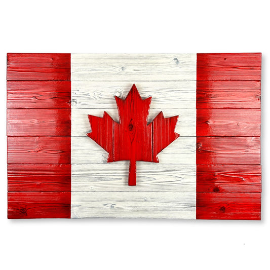 Canadian Wood Flag – Burnt Cedar, Outdoor Fade Resistant